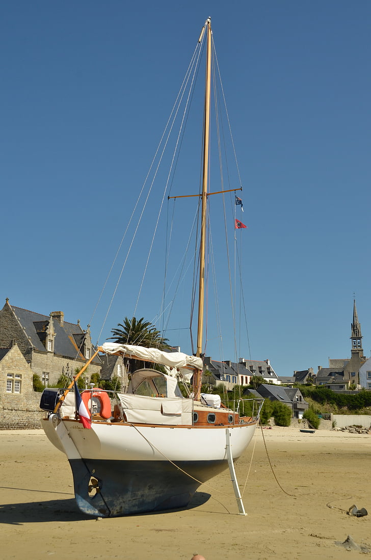 Porto, EB, maré, barco, gravado, Anchor, Île de batz