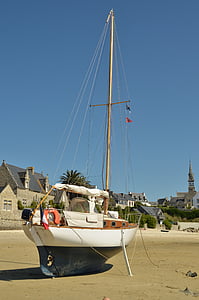 port, EB, tidevann, båt, registrert, anker, Île de batz