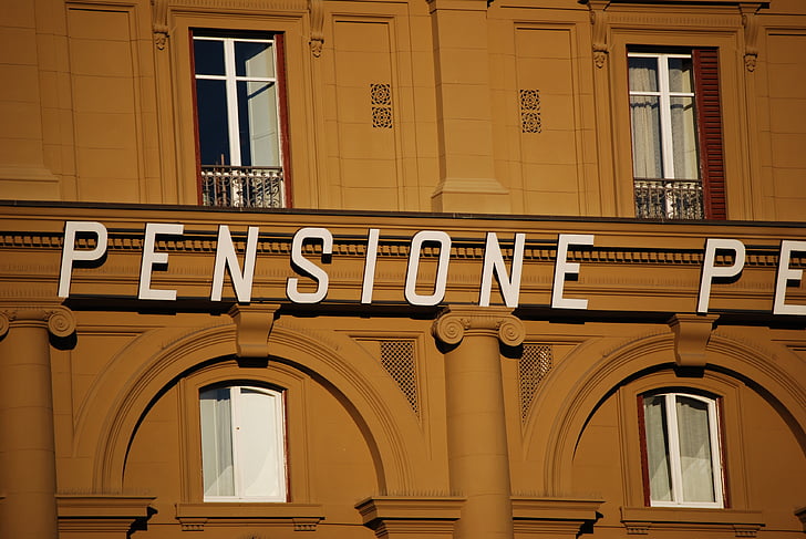 Pension, Firenze, tegn, facade, arkitektur