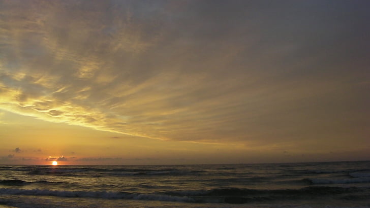 puesta de sol, mar, Playa