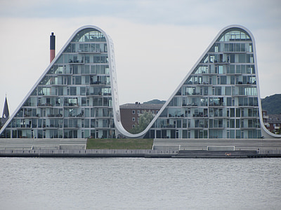 Vejle, Danemark, Appartements, bâtiment, unique, architecture, les vagues