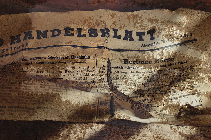 sanomalehti, päivittäinen sanomalehti, Handelsblatt, tiedot, fontti, vanha, Antique