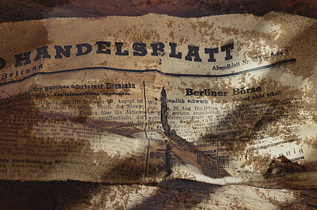 newspaper, daily newspaper, handelsblatt, information, font, old, antique