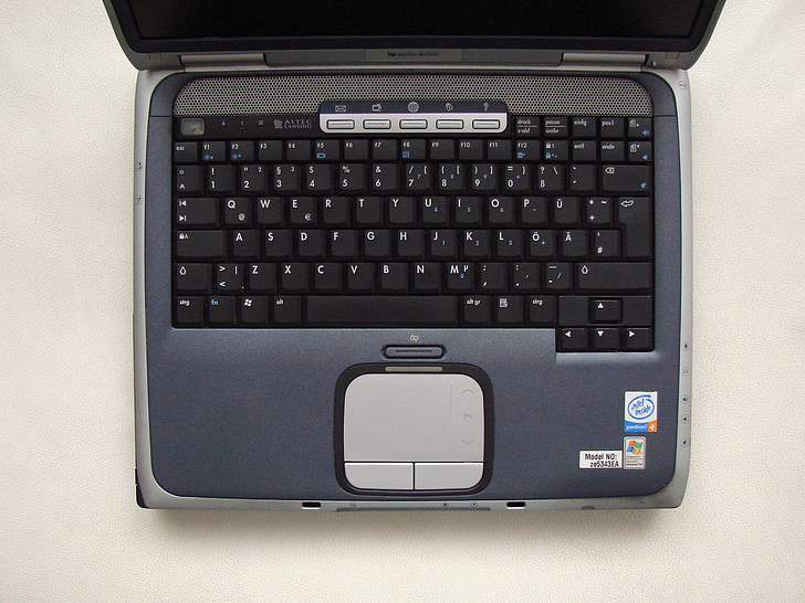 old computer, laptop, computer, hp, buttons, keyboard, portable