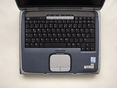stary komputer, laptopa, komputera, HP, przyciski, klawiatury, przenośne