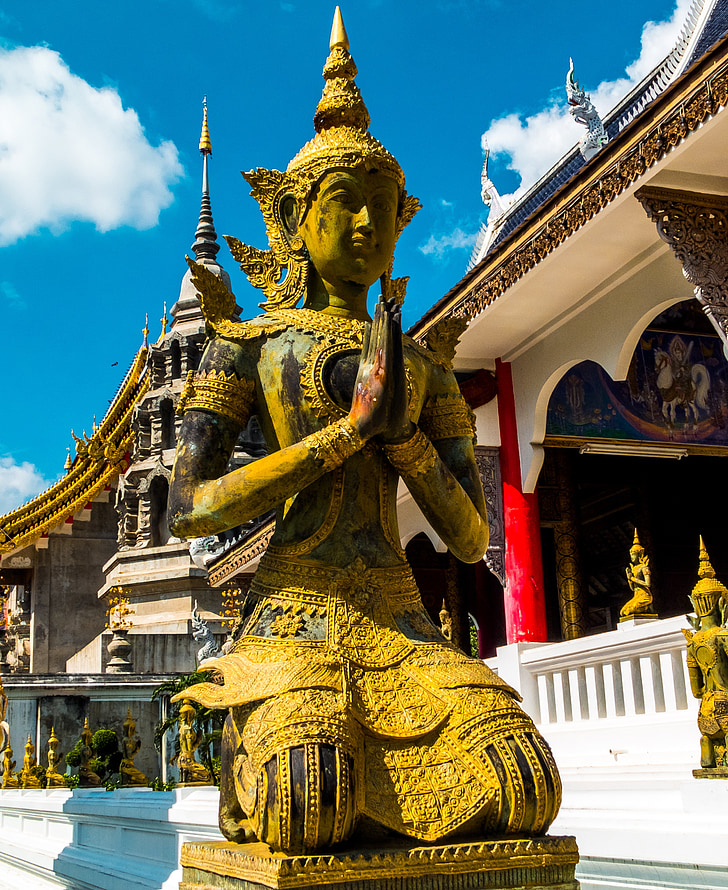 gudom, be, tempel komplex, templet, norra thailand