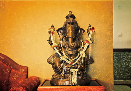 ganesha, sculpture, india, room, elephant, hinduism, traditional