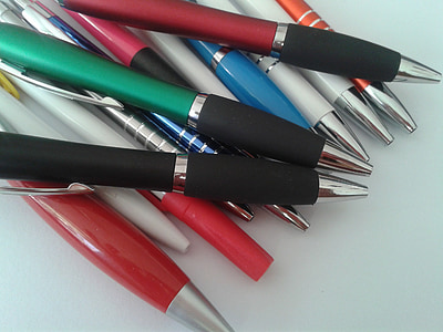 ปากกา, สี, เขียน, จดบันทึกย่อ, โรงเรียน, บทเรียน, หมายเหตุ