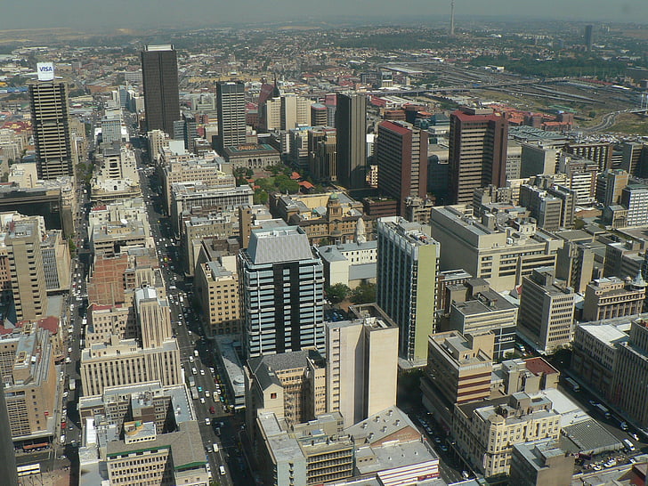 Johannesburg, RPA, Miasto, panoramy, gród, miejskich skyline, Drapacz chmur