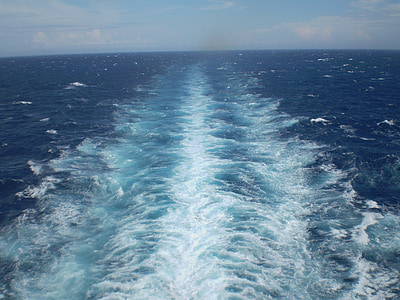 laivas po, pabusti, jūra, mėlyna, Gamta, banga, vandens