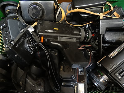 camera 's, oude, nostalgie, verwijderd, geregeld, collectie, timmerhout