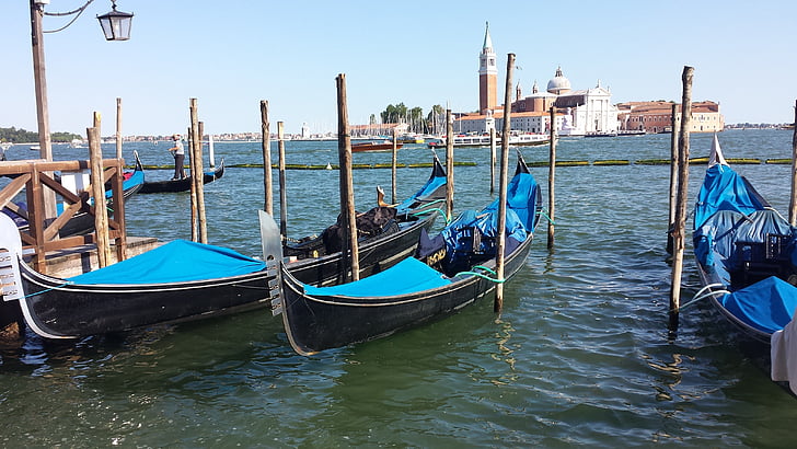 gondola, Venesia, Italia, Venesia - Italia, gondola, Canal, kapal laut