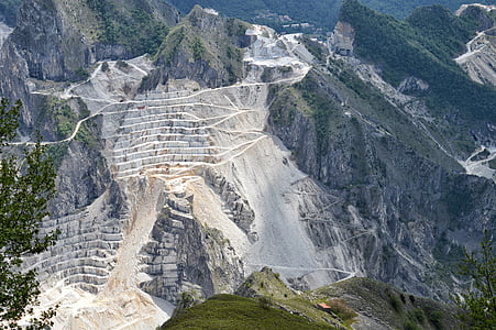 Carrara, mramor, jeskyně, Alpy, Apuane, Toskánsko, Itálie