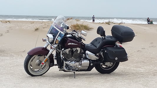 мотоциклет, плаж, крайцер, пътуване, лято, мотор, ваканция