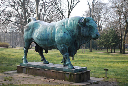 touro, animal, bronze, escultura, Monumento, estátua, criativa