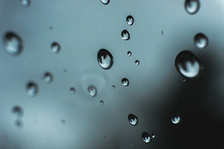 clear, close-up, dew, drop of water, droplets, glass window, liquid