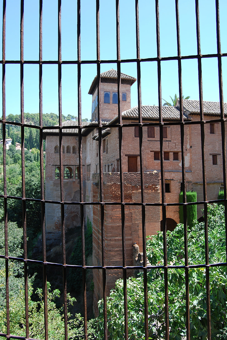 Granada, Alhambra, Parque, agradecido, Palazzo, medieval, torre medieval