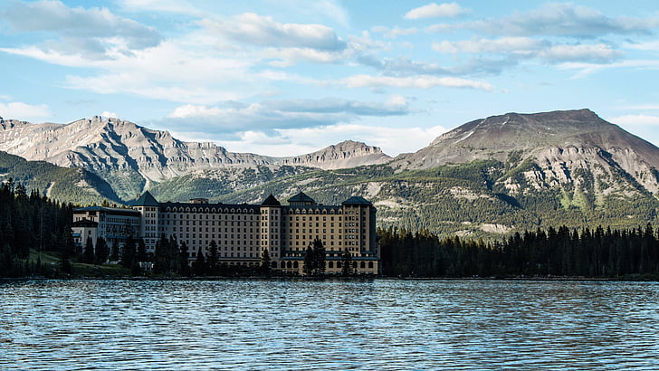 montagne, Hotel, lago louise, natura, paesaggio, Resort