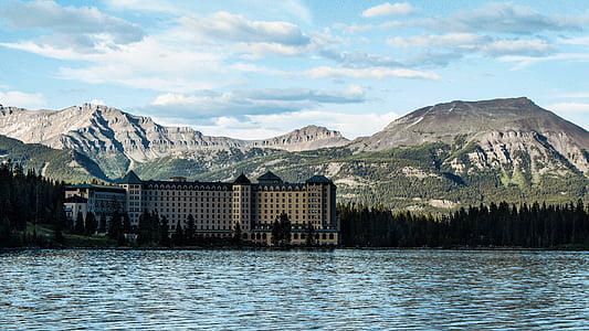 montagnes, Hôtel, Lac louise, nature, paysage, Resort