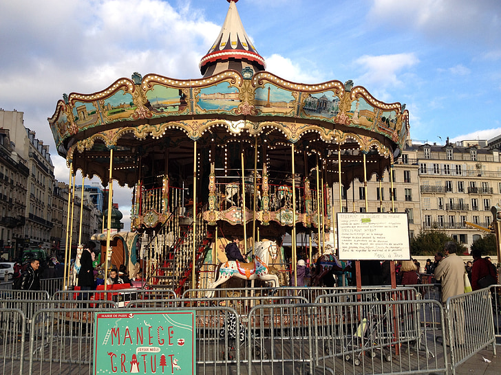 carousel, old, paris