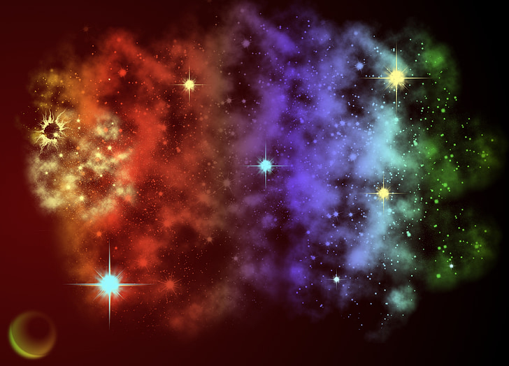 Galaxy, zinātniskā fantastika, telpa, kopsavilkums, fons, struktūra, migla
