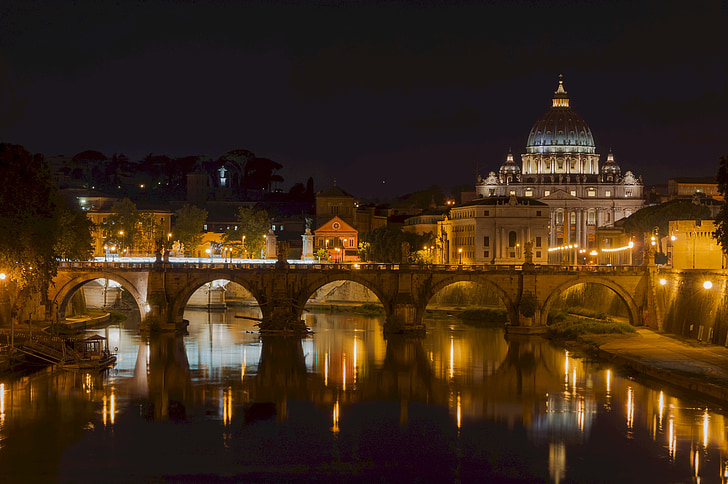 St. peters Basilica, Bridge, Sant' angelo, Roma, Italia, gamle, romerske