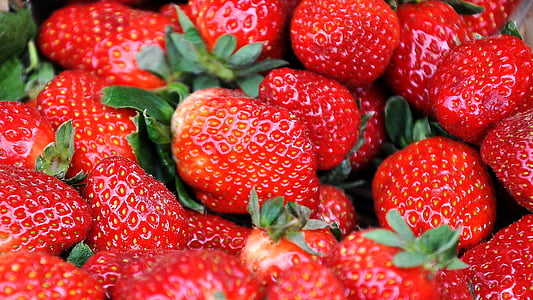 jordgubbe, frukt, röd, stilla liv, mogen frukt, våren, fina