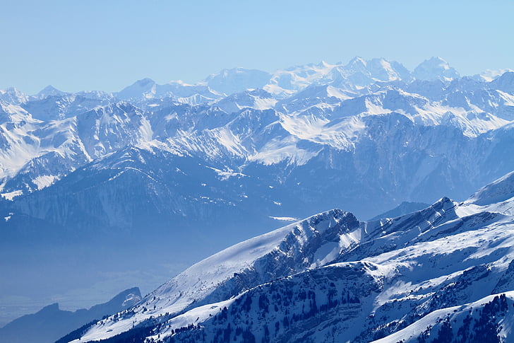 kalnu panorāma, Panorama, kalni, säntis, Šveices säntis, sniega, Šveices Alpos