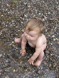 Baby, apa, pietre, natura, plaje de prundis, numai copii, copilărie
