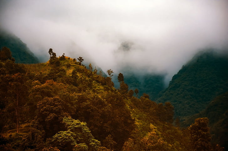 Nepal, solopgang, morgen, tåge, tåge, tåge, bjerge