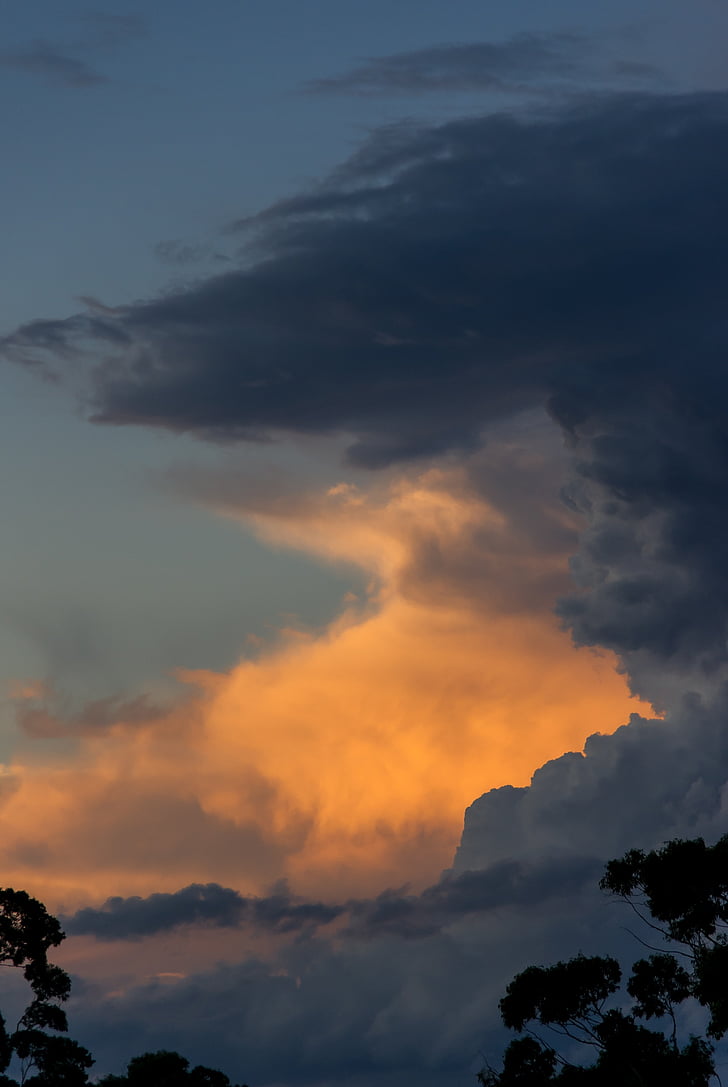 cielo, nube, puesta de sol, gris, oro, Australia