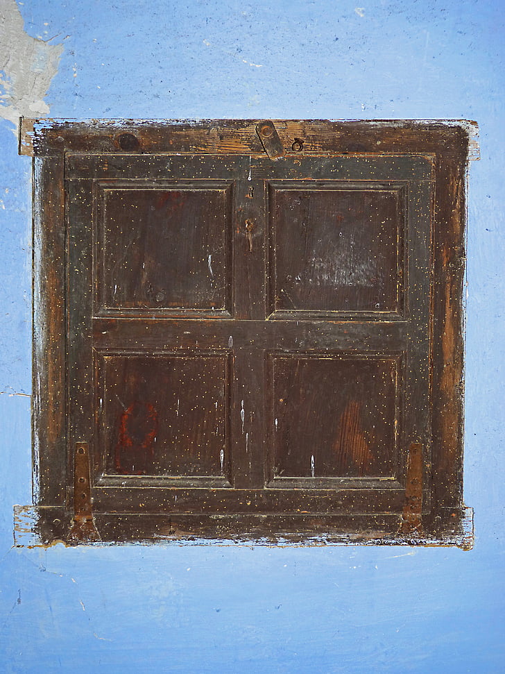 finestra, armari, vell, abandonat, Masia, blau