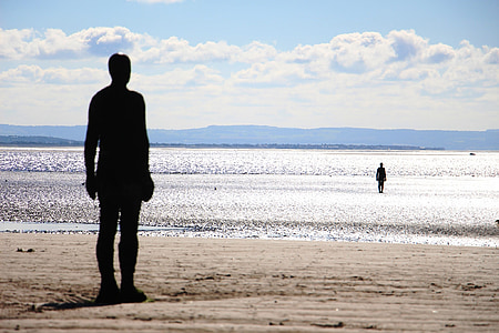 estàtua, platja de Crosby, platja, Mar, Crosby, sorra, Gormley