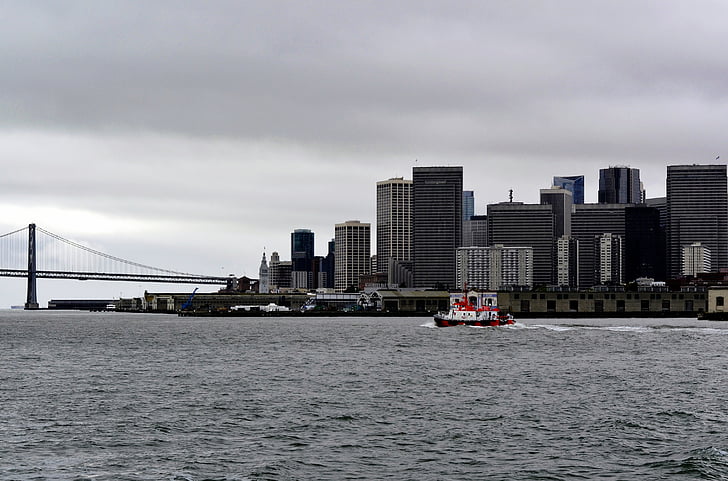 San, Francisco, Bay, Jembatan, kapal tunda, Landmark, California