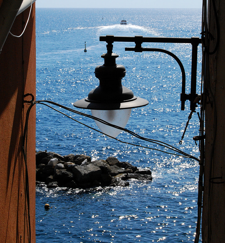 lamp, sea, scoglio, water, landscape, nautical Vessel, sailing