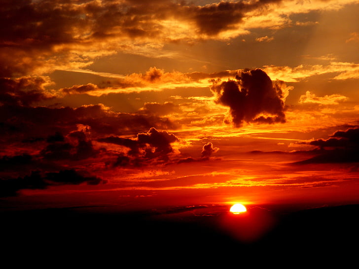 tramonto, cielo, sole, Nuvola, crepuscolo, est, rosso