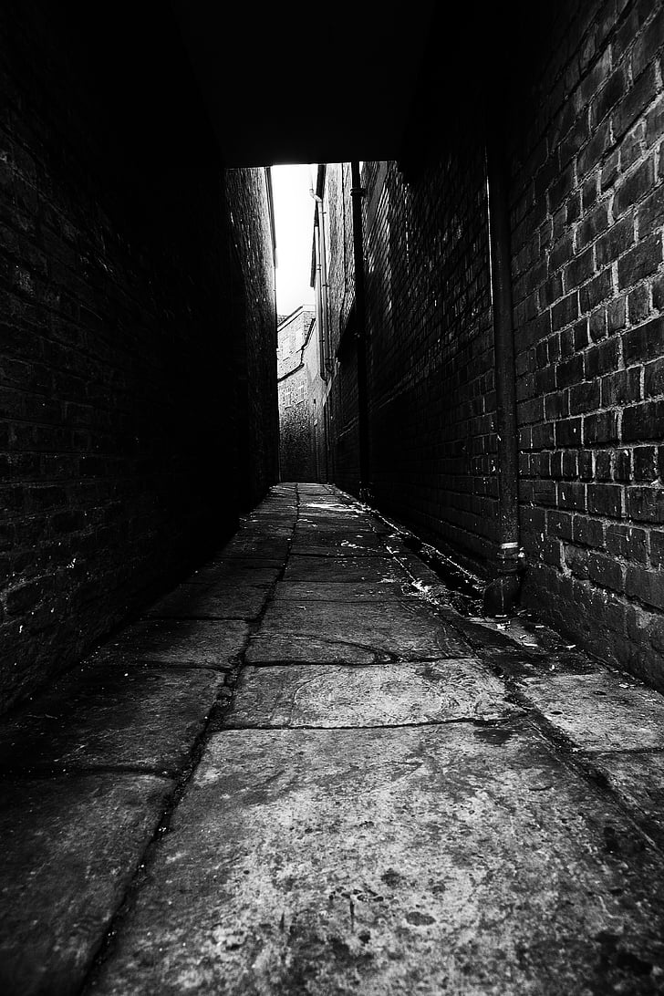 abandon, Alley, het platform, zwart, stad, corridor, donker