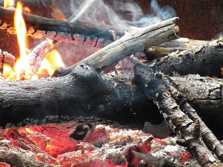 flama, Flames, madeira, lenha, queimadura, queima de, lareira