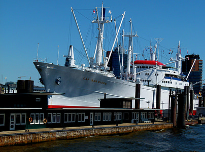 Hamburg, morski, Cap san diego, Landungsbrücken, Elbe, okręt-muzeum, hanzeatyckie