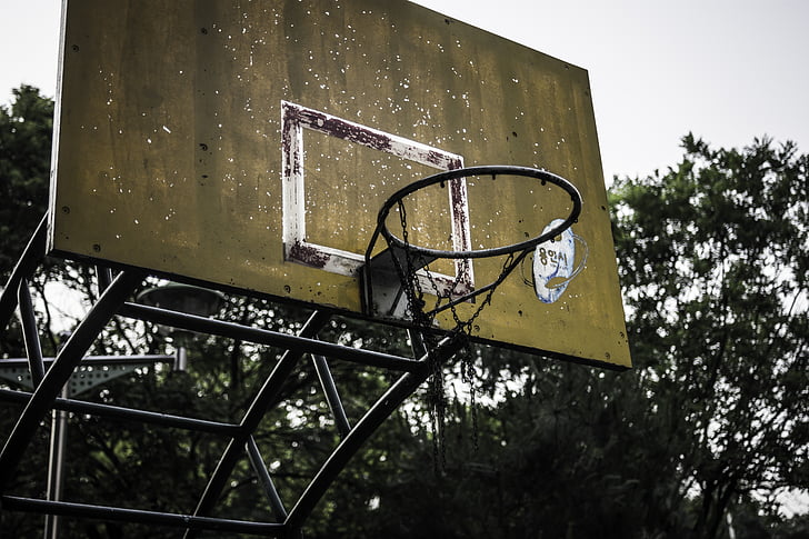 basket stor, mål, basket, Vintage, idrott, utöva, basketkorg