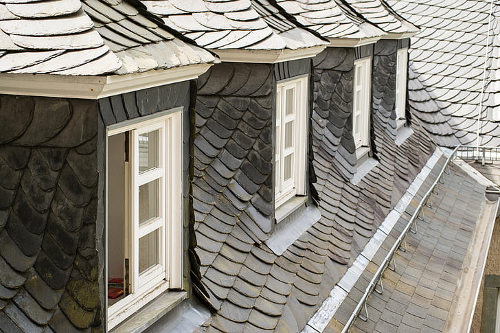 strecha, okno, Strešné okná, strešná krytina, Bridlica, sivá, Bergisches land