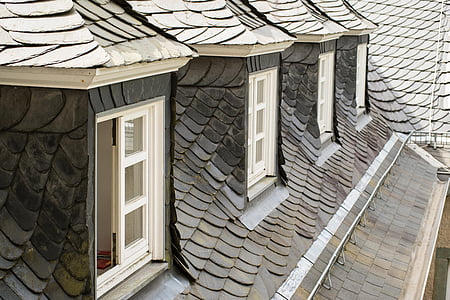 toit, fenêtre de, fenêtres de toit, pour toiture, ardoise, gris, Bergisches land