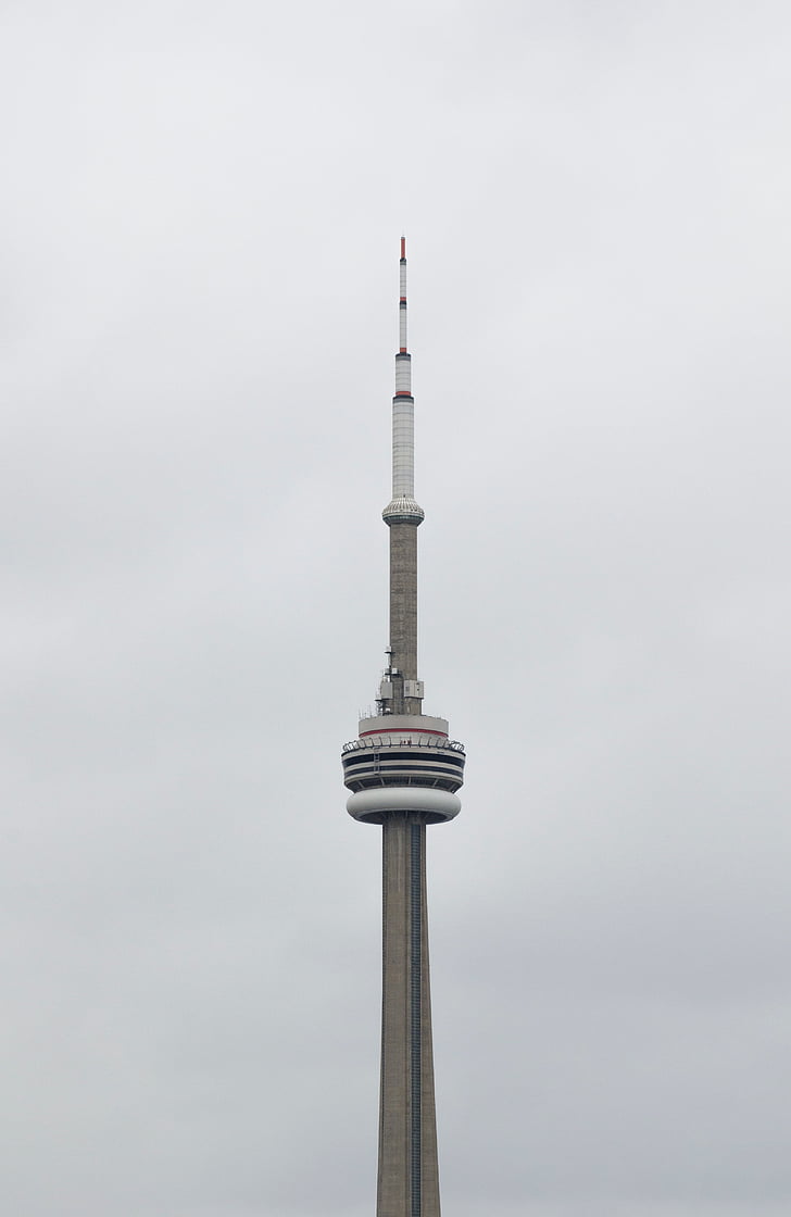 Torre, Toronto, grigio, cielo, scuro, architettura, Canada