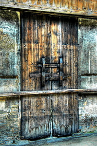 porta, fusta, entrada, ex, vell, fusta - material