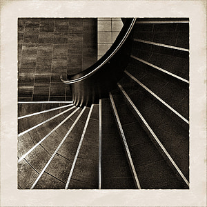 trappor, uppkomsten, ingång, arkitektur, perspektiv, spiraltrappa, trappa