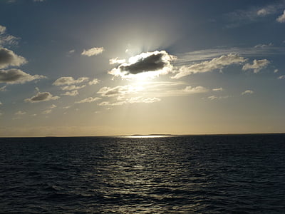 Océano, cielo, nubes, nublado, Horizon, agua, paisaje marino
