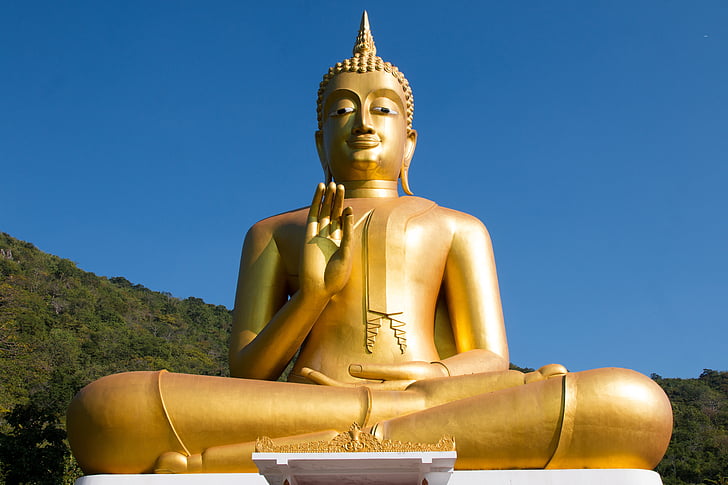 statue, Golden, buddhisme, Buddha