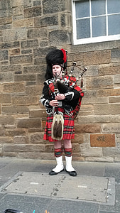Escócia, Edinburgh, gaita de foles, tradição, escocês, música de rua, música tradicional