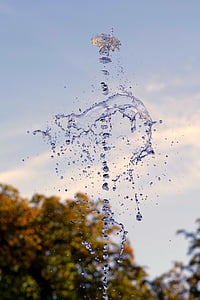 fountain, stream of water, squirt, water, sky, water splashes, wet