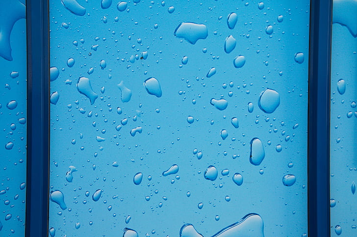 csepegtető, csepp víz, eső, esőcsepp, ablak, minta, szerkezete